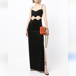 NWT Galvan London Siren Illusion Waist BlacK Maxi Dress Size 6